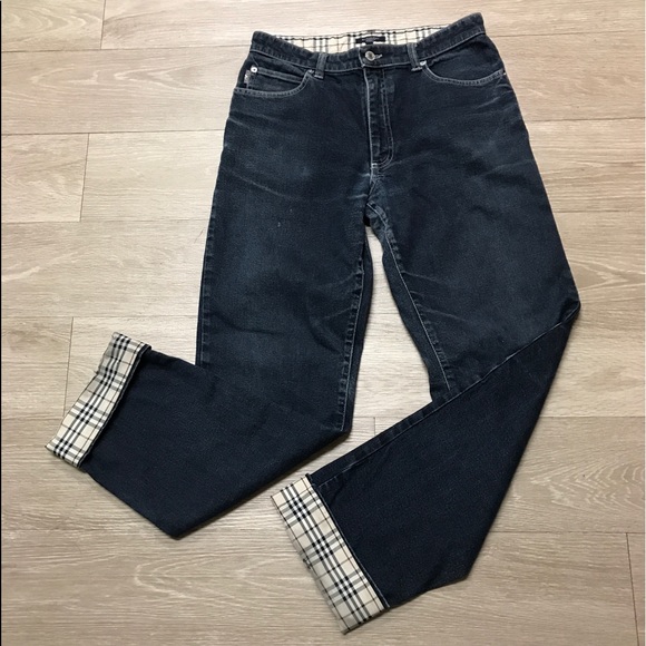 jeans with plaid cuffs